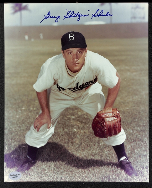 Lot of 8 Baseball Signed Photos w. Drysdale & Banks