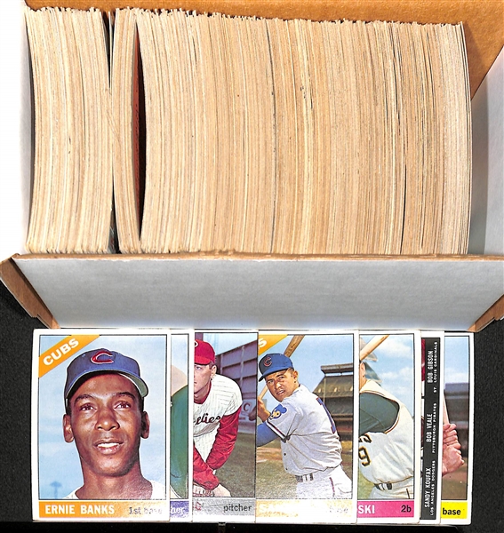 Lot of 316 Assorted 1966 Topps Baseball Cards w. Banks