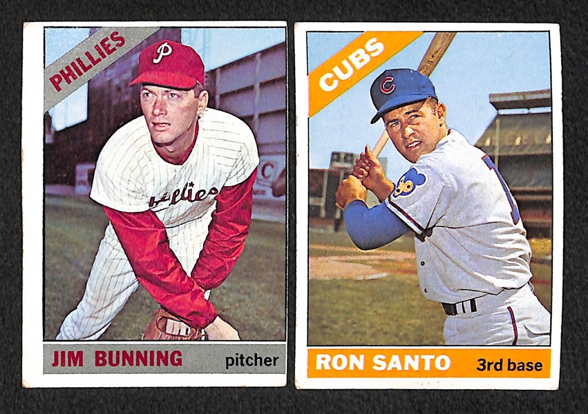 Lot of 316 Assorted 1966 Topps Baseball Cards w. Banks