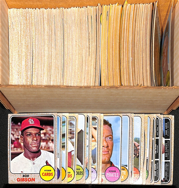 Lot of 266 - Assorted 1968 Topps Baseball Cards w. Bob Gibson