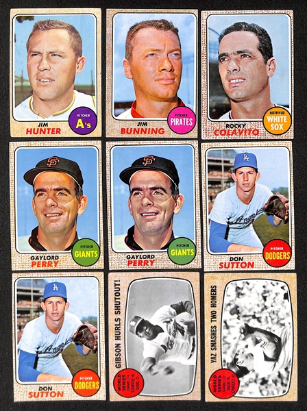 Lot of 266 - Assorted 1968 Topps Baseball Cards w. Bob Gibson