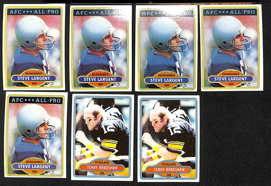 Lot of 1500+ Assorted 1980 Topps Football Cards w. Payton x4