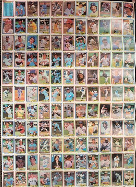 Lot of 5 Uncut 1981 Donruss Baseball Sheets Constituting the Complete Set