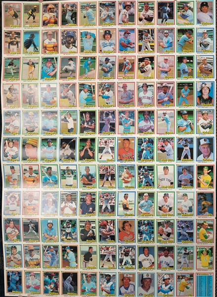Lot of 5 Uncut 1981 Donruss Baseball Sheets Constituting the Complete Set