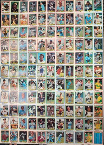 Lot of 5 Uncut 1981 Donruss Baseball Sheets Constituting the Complete Set