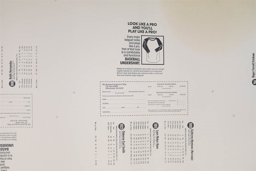 1979 Hostess Baseball Uncut Sheet w. Ozzie Smith RC
