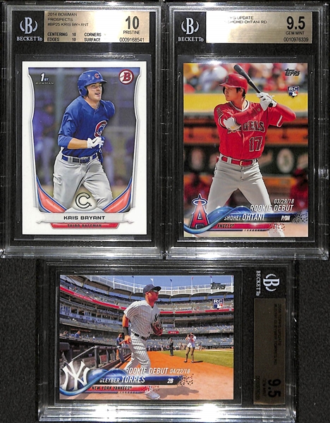 Lot of 3 Baseball Stars Graded Rookie Cards w. Shohei Ohtani BGS 9.5 & Kris Bryant BGS 10