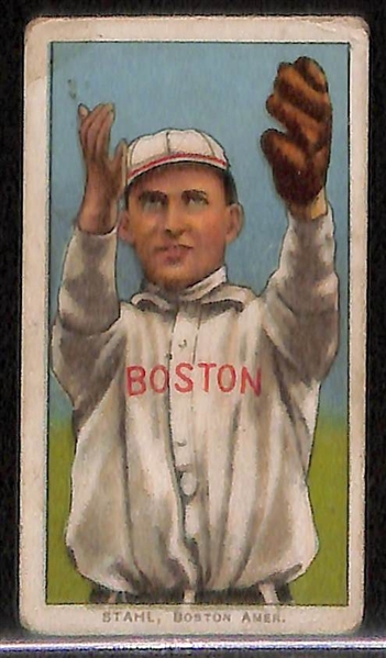 Lot of 3 - 1909-11 T206 Boston Red Sox Cards w. Heinie Wagner Bat on Left Shoulder