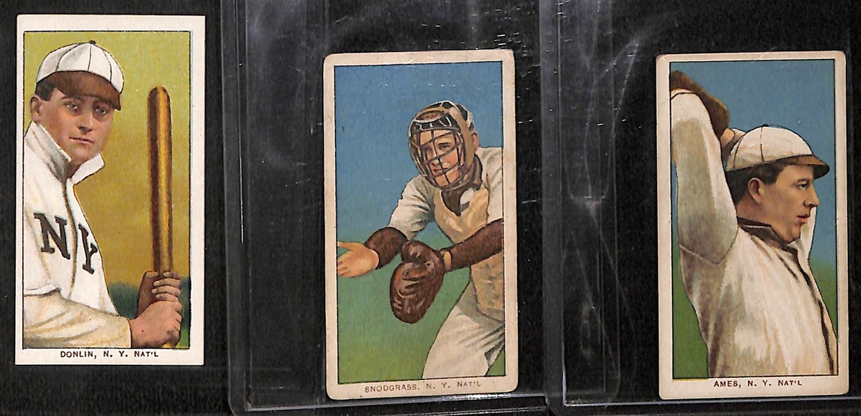 Lot of 3 - 1909-11 T206 New York Giants Cards w. Mike Donlin With Bat