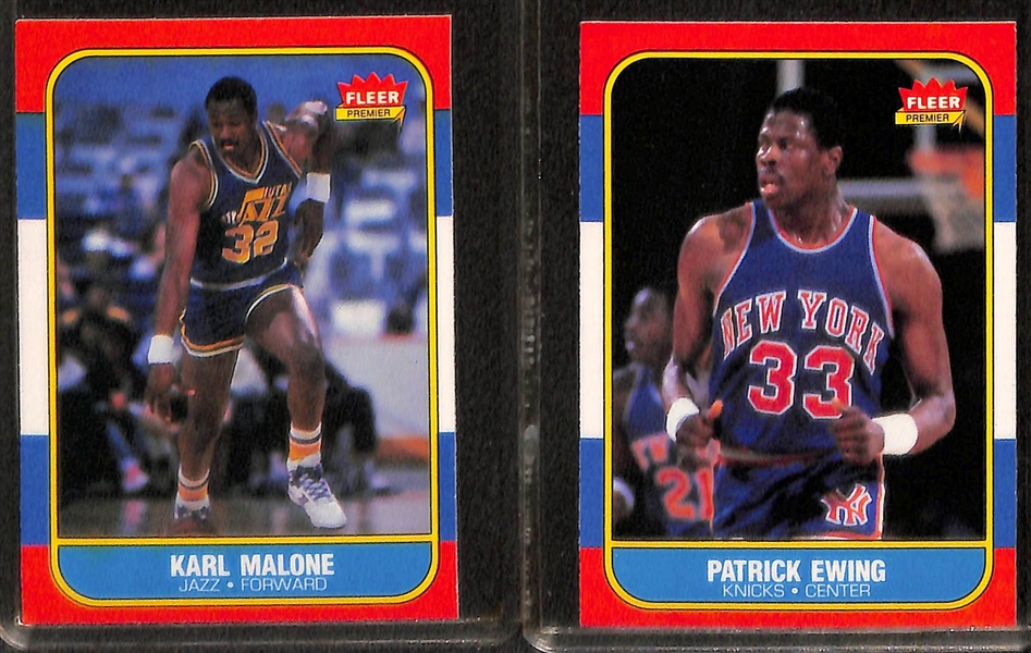 Lot of 13 1986-87 Fleer Basketball Cards w. Akeem Olajuwon Rookie