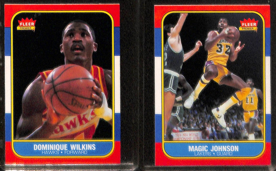 Lot of 13 1986-87 Fleer Basketball Cards w. Akeem Olajuwon Rookie