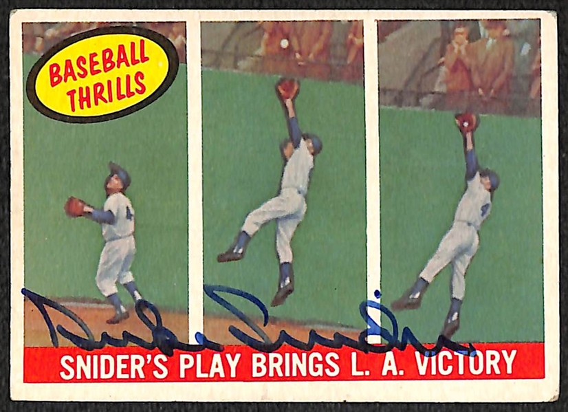 Lot of 4 Baseball Signed Cards w. Duke Snider & Richie Ashburn
