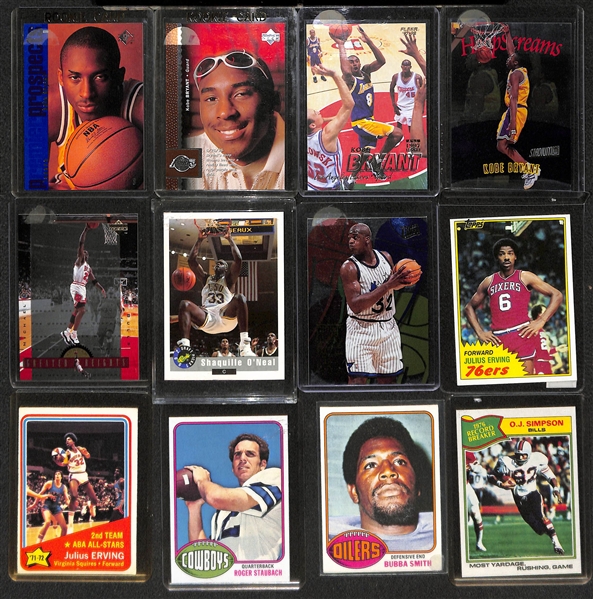 Lot of 12 Basketball & Football Star/Rookie Cards w. Kobe Bryant