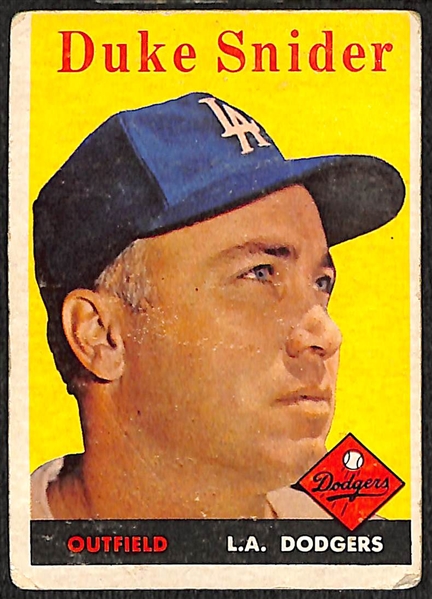 Lot of 60 1958 Topps Baseball Cards w. Duke Snider