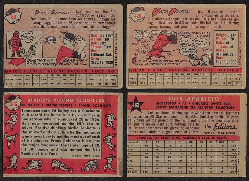 Lot of 60 1958 Topps Baseball Cards w. Duke Snider
