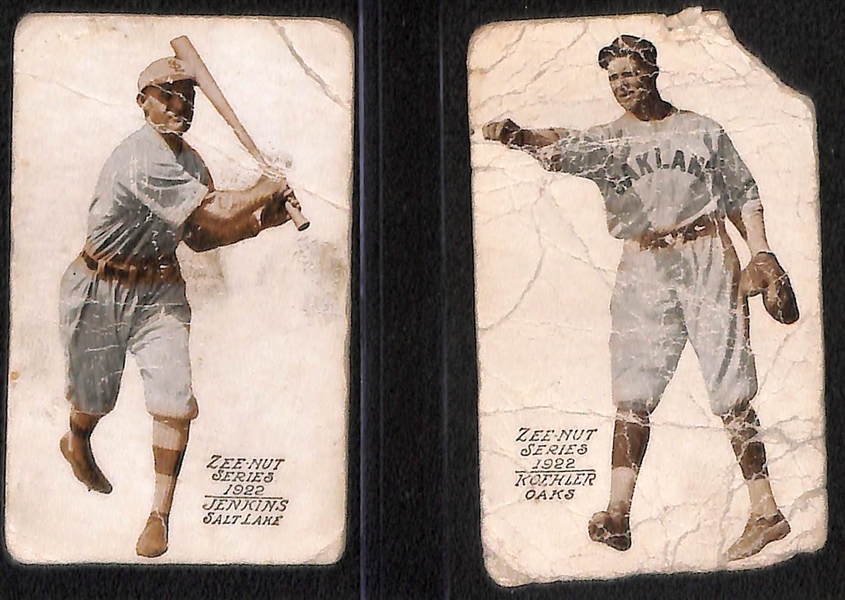 Lot of (8) 1922 Zeenut Pacific Coast League Baseball Cards
