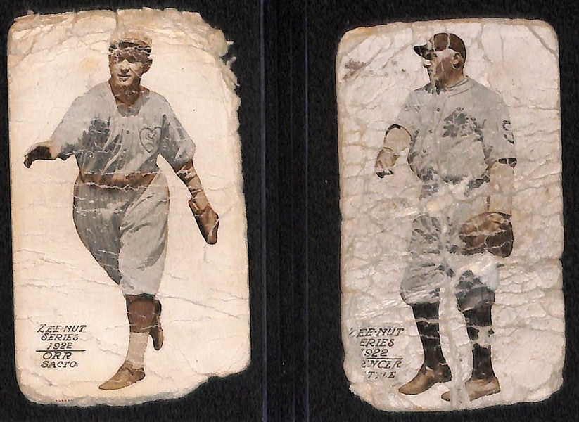 Lot of (8) 1922 Zeenut Pacific Coast League Baseball Cards