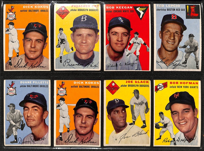 Lot of 76 Assorted 1954 Topps Baseball Cards w. Billy Herman