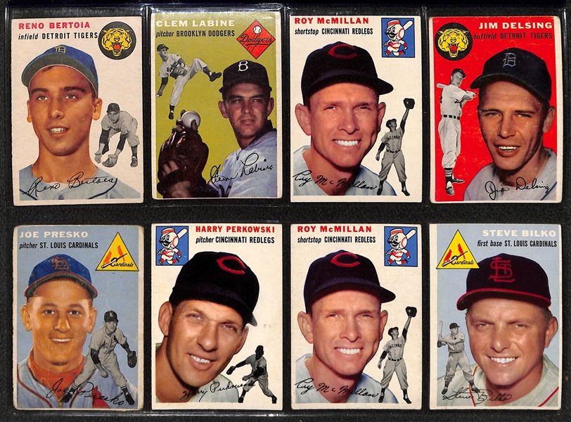 Lot of 76 Assorted 1954 Topps Baseball Cards w. Billy Herman
