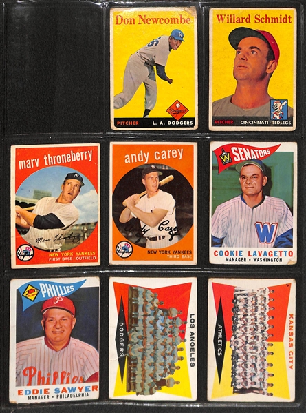 Lot of 200 Topps Baseball Cards (1958-1964) w. Don Newcombe
