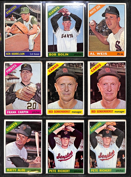 Lot of 300 Topps Baseball Cards (1965-1967) w. Nellie Fox