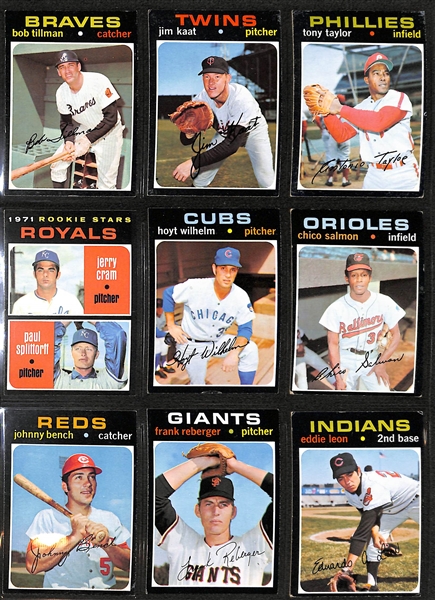 Lot of 700+ Assorted 1971 Topps Baseball Cards w. Thurman Munson