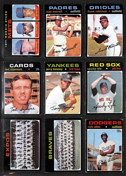 Lot of 700+ Assorted 1971 Topps Baseball Cards w. Thurman Munson