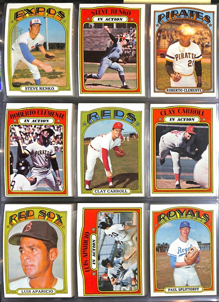 Lot of 400+ Different 1972 Topps Baseball Cards w. Willie Mays
