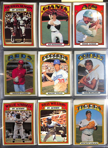 Lot of 400+ Different 1972 Topps Baseball Cards w. Willie Mays