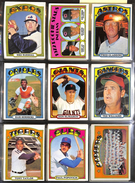 Lot of 400+ Different 1972 Topps Baseball Cards w. Willie Mays
