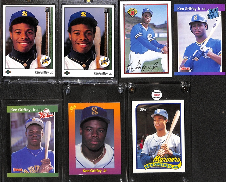 Lot of (7) Ken Griffey Jr. Rookie Cards, Inc. (2) 1989 Upper Deck