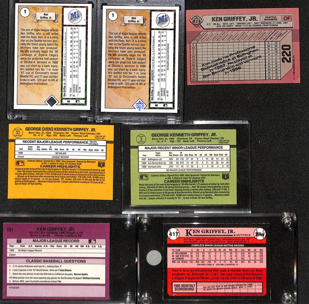 Lot of (7) Ken Griffey Jr. Rookie Cards, Inc. (2) 1989 Upper Deck