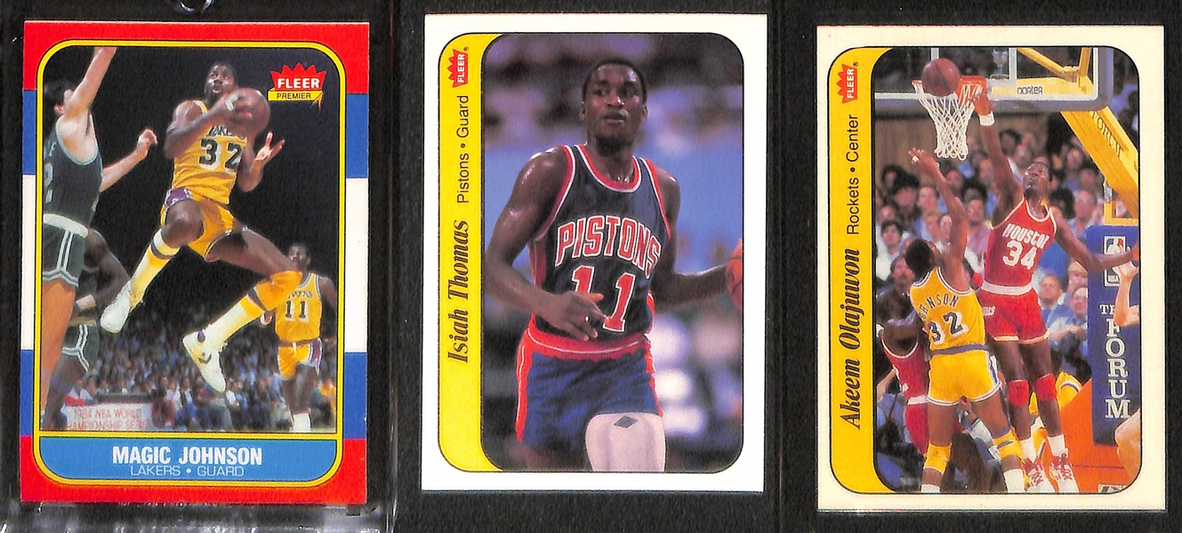 Lot of (6) 1986-87 Fleer Basketball Cards/Stickers , Inc. Rookies & Stars (w/ Karl Malone Rookie)