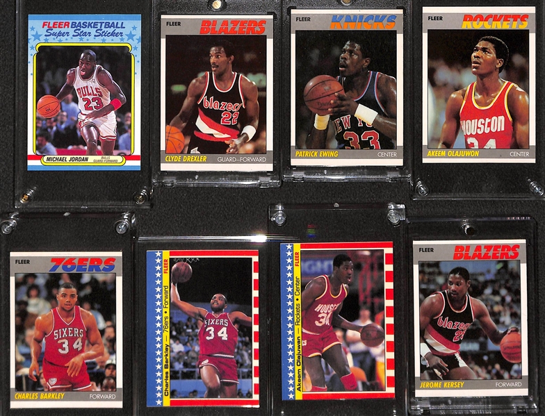 Nice Lot of (18) Fleer Star Cards /Stickers 1987-88 & 1988-89 w. (Jordan, Barkley, Drexler, Ewing, Olajuwon)