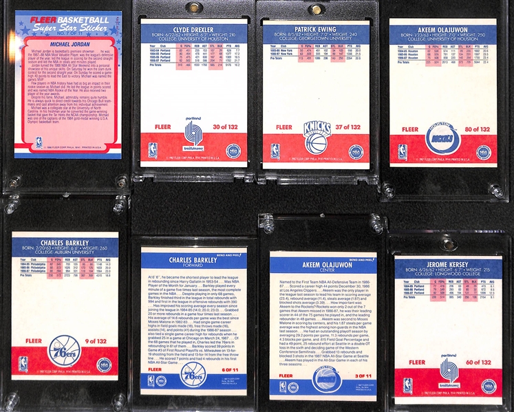 Nice Lot of (18) Fleer Star Cards /Stickers 1987-88 & 1988-89 w. (Jordan, Barkley, Drexler, Ewing, Olajuwon)