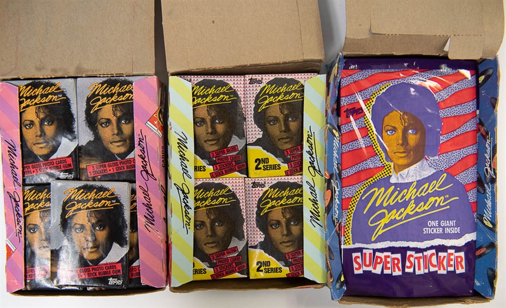 1984 Topps Michael Jackson Series 1 & 2 Card Boxes & Super Sticker Packs