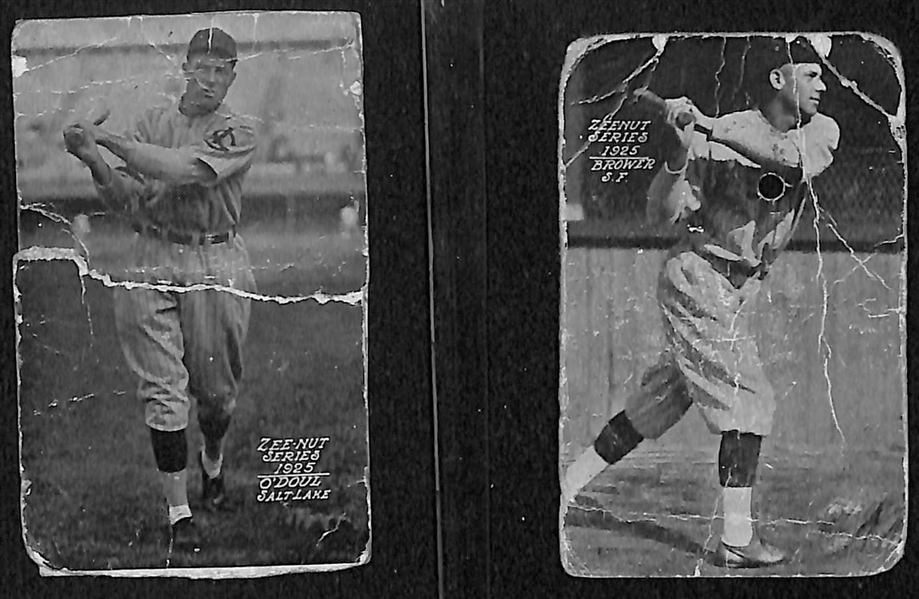 Lot of (14) 1925-1926 Zeenut Pacific Coast League Baseball Cards (w/ HOFer Lefty O'Doul Rookie)