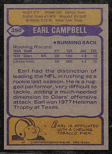 1979 Topps Football Partial Card Set w. Earl Campbell RC