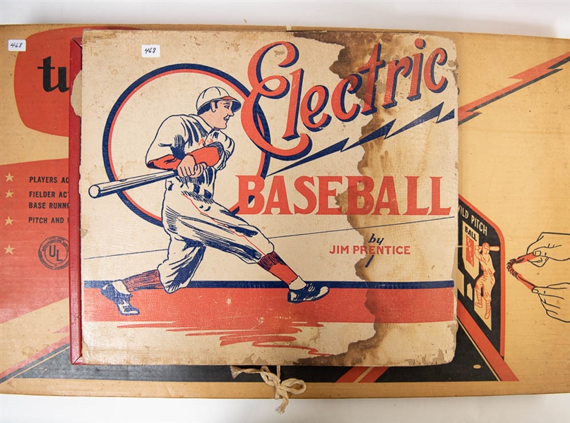 Lot of 2 Vintage Electric Baseball Games - 1950s Tudor Tru-Action Baseball Game & Jim Prentice