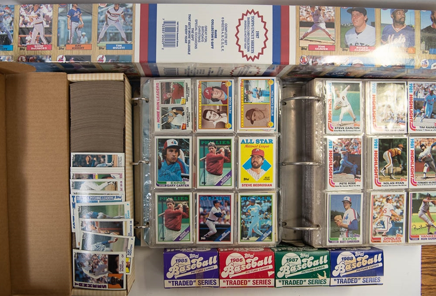 Large lot of Baseball Card Sets (w. 1984 Topps) and a Set of 1987 Topps Uncut Sheets