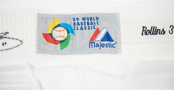 Jimmy Rollins Signed & Game Worn 2009 World Baseball Classic White Pants - Rollins COA