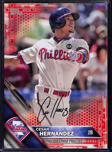 Lot of 3 Phillies Signed 5x7 Cards w. Cesar Hernandez & Nick Williams