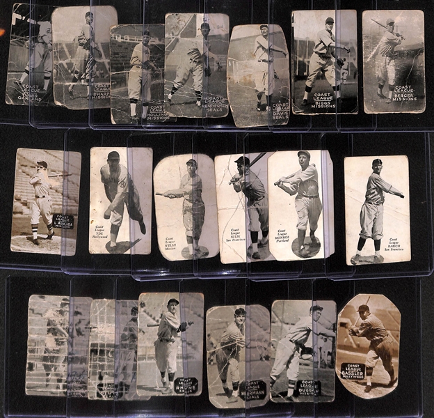 Lot of (19) 1931-1937 Zeenut Pacific Coast League Baseball Cards