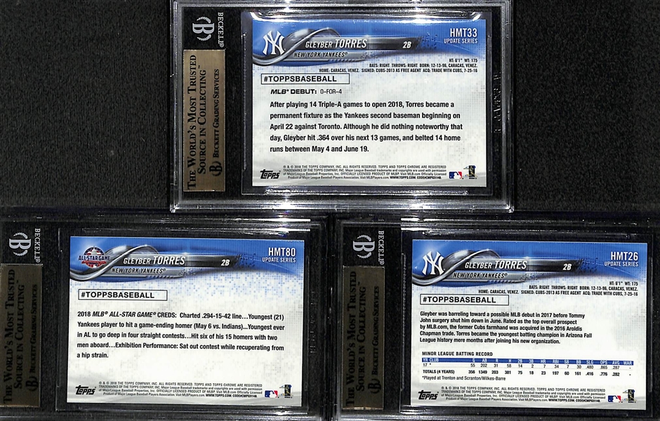 Lot of 3 Gleyber Torres BGS 9.5 Graded Rookie Cards