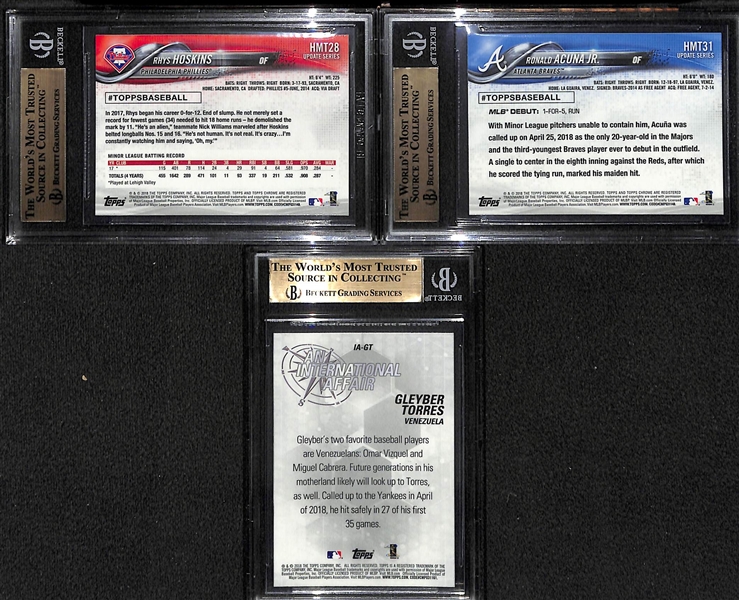 Lot of 3 Baseball BGS 9.5 Graded Rookie Cards w. Acuna & Hoskins