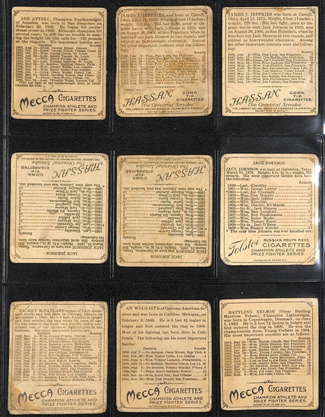 Lot of 33 1910 T218 Mecca/Hassan/Tolstoi Boxing Cards w. Jack Johnson
