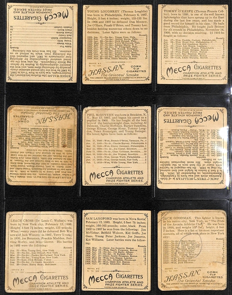 Lot of 33 1910 T218 Mecca/Hassan/Tolstoi Boxing Cards w. Jack Johnson