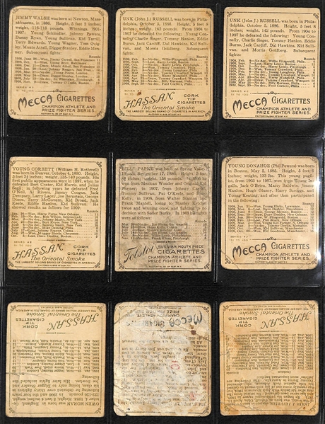 Lot of 33 1910 T218 Mecca/Hassan/Tolstoi Boxing Cards w. Jack Johnson