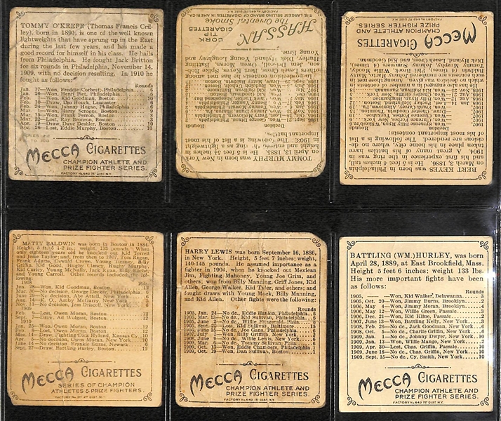Lot of 33 1910 T218 Mecca/Hassan/Tolstoi Boxing Cards w. Jack Johnson