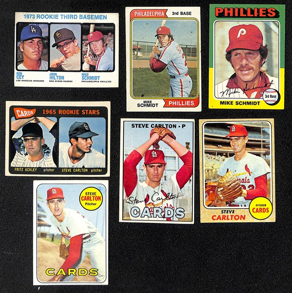 Lot of 36 Mike Schmidt & Steve Carlton Topps Cards w/ Rookies